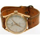 A gents gold plated Mudu wristwatch with leather s