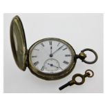 An antique silver pocket watch, enamel to dial cra