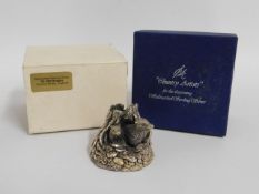 A sterling silver Country Artists badger with box