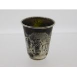 A Russian silver shot cup, 14g
