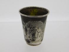 A Russian silver shot cup, 14g