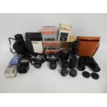 A quantity of cameras & accessories including Pent