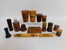 A quantity of mostly Mauchline ware treen items