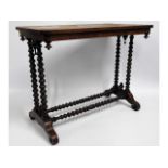 A 19thC. mahogany table with bobbin table leg & st