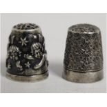 A Charles Horner silver thimble twinned with a ste