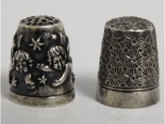 A Charles Horner silver thimble twinned with a ste