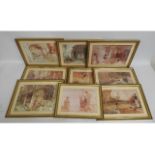 Nine framed William Russell Flint prints