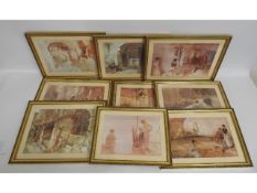 Nine framed William Russell Flint prints