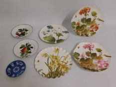 Four Familiar Flowers plates, two hand decorated V