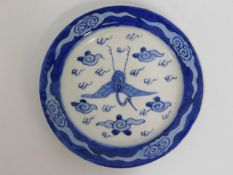 A Chinese porcelain plate with crane decor, Kangxi