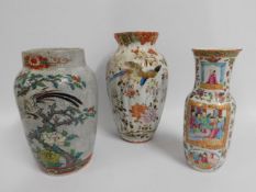 A 19thC. Chinese crackle glaze vase, a Cantonese v