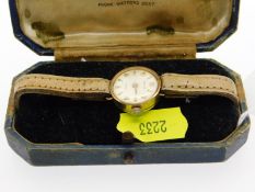 A ladies Slava gold cased wrist watch, not running