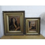 Two Victorian gilt framed crystoleum pictures, ima