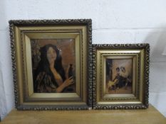 Two Victorian gilt framed crystoleum pictures, ima