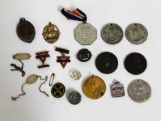 A silver bracelet inscribed Wren J. M. Walker, A Washington Inn YMCA badge & other items including W