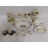 Two Dresden cake decorations, a German porcelain b