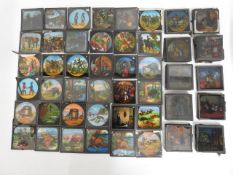 Approx. 82 magic lantern type glass slides