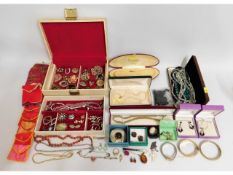 A quantity of costume jewellery including silver