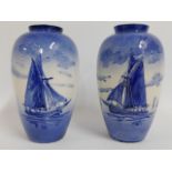 A pair of early 20thC. hand decorated sail boat va
