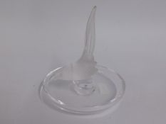 A Lalique crystal pheasant trinket dish. 4in tall