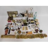 A quantity of mixed items including horse brasses,