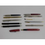 Five Parker pens, one Parker pencil, two Sheaffer