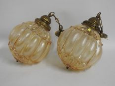 A pair of large decorative glass lamps, drop 22in,