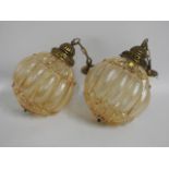 A pair of large decorative glass lamps, drop 22in,