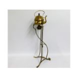 A c.1890, stylised brass art nouveau spirit kettle