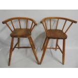 Two elm & beech child's high chairs, approx. 28.75