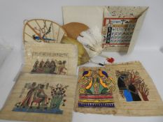 A selection of vintage Egyptian papyrus pictures,