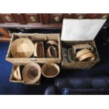 A large quantity of wicker ware including a laundr