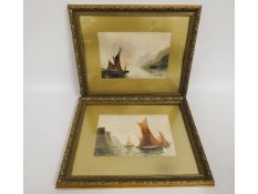 Two 1920's watercolours of sail boats by E. Astle,