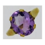 A 9ct gold ring set with amethyst, 3.17g, size L/M