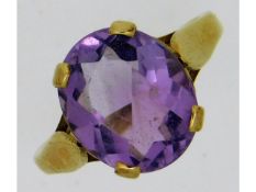 A 9ct gold ring set with amethyst, 3.17g, size L/M