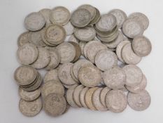 A quantity of mixed British florins & two shilling