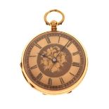 18K yellow metal open face fob watch