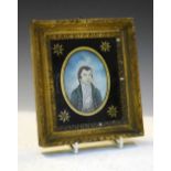 Naive portrait of a gentleman in verre eglomise frame