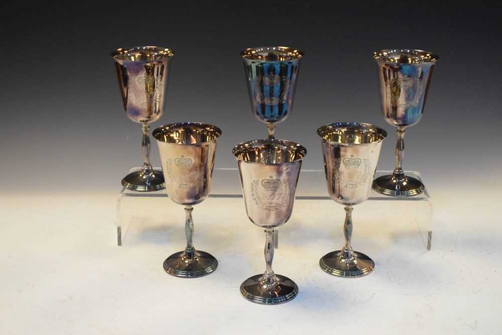 Set of six Queen Elizabeth II silver goblets commemorating the Queen's Silver Jubilee - Image 2 of 7