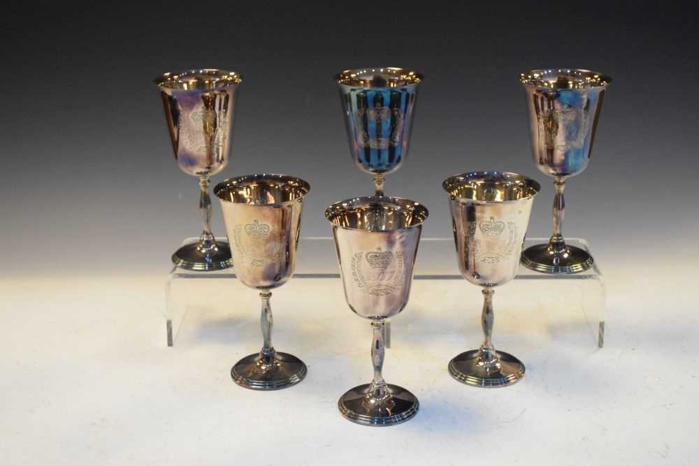 Set of six Queen Elizabeth II silver goblets commemorating the Queen's Silver Jubilee - Image 3 of 7