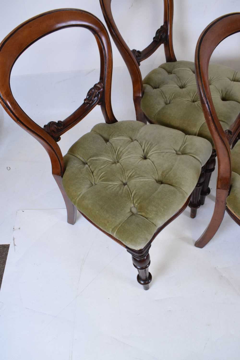 Set of six Victorian balloon-backed chairs - Image 5 of 7