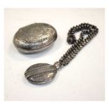Edward VIII silver oval snuff box together with an unmarked white-metal locket on chain