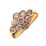 18ct gold and diamond cluster lozenge shape ring