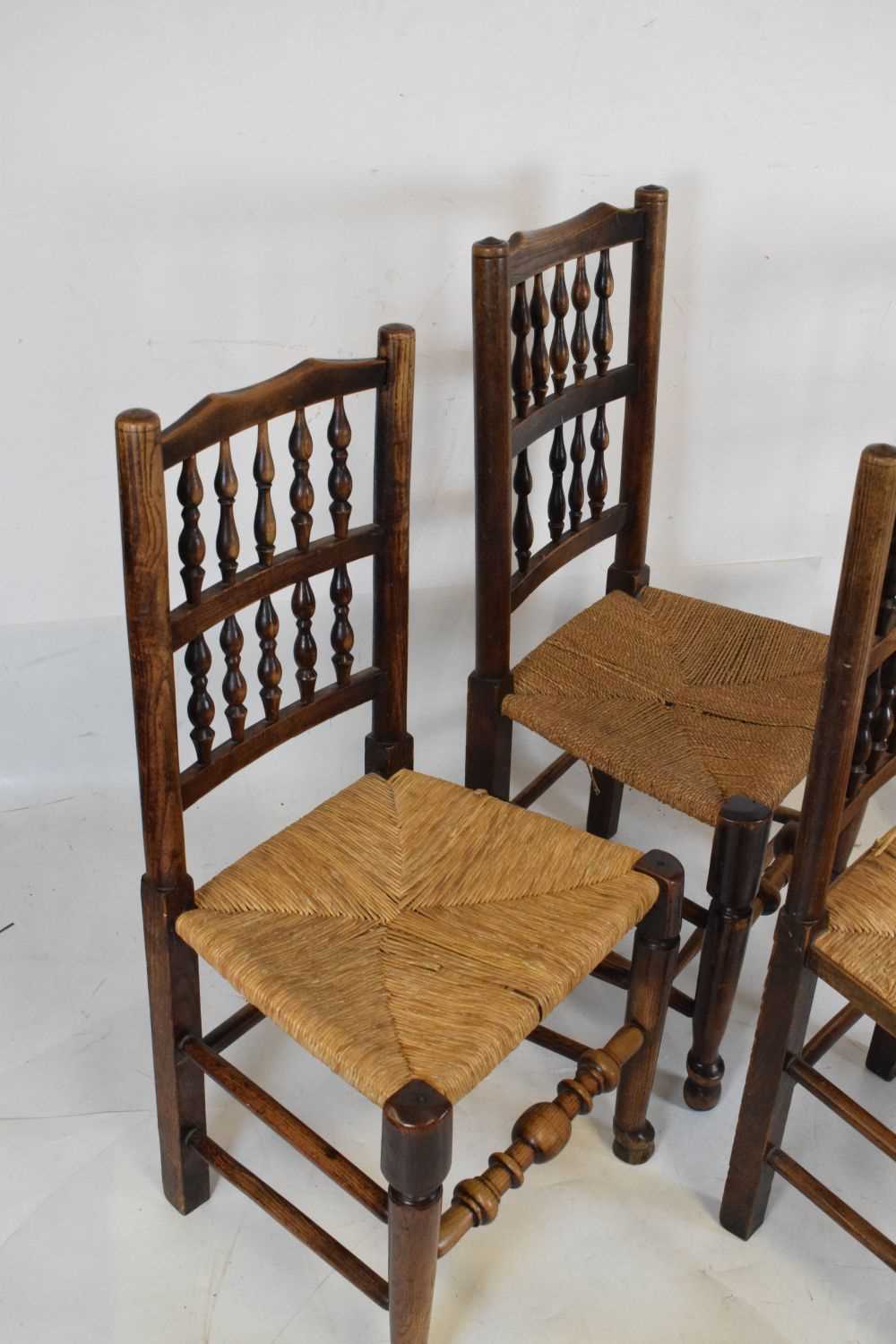 Set of four oak spindle back chairs - Image 3 of 5