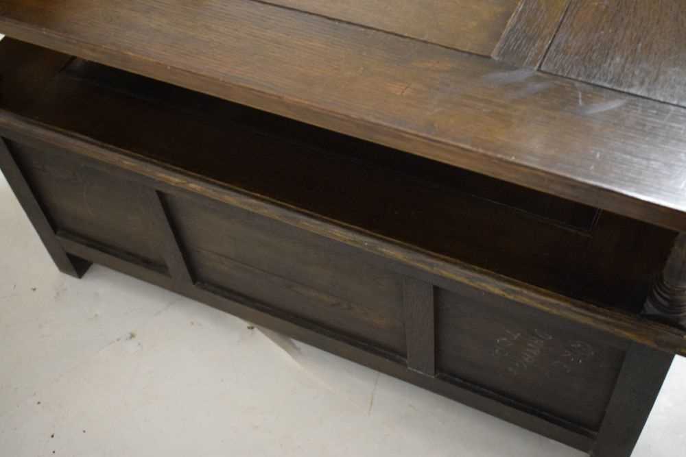 Early 20th Century oak monks bench - Image 6 of 6