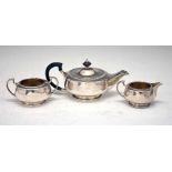 George V silver three-piece batchelor tea set