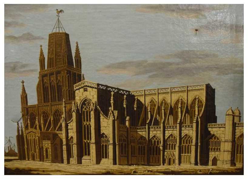 English School - 19th Century, Oil on canvas, 'South East View of Redcliffe Church, Bristol'