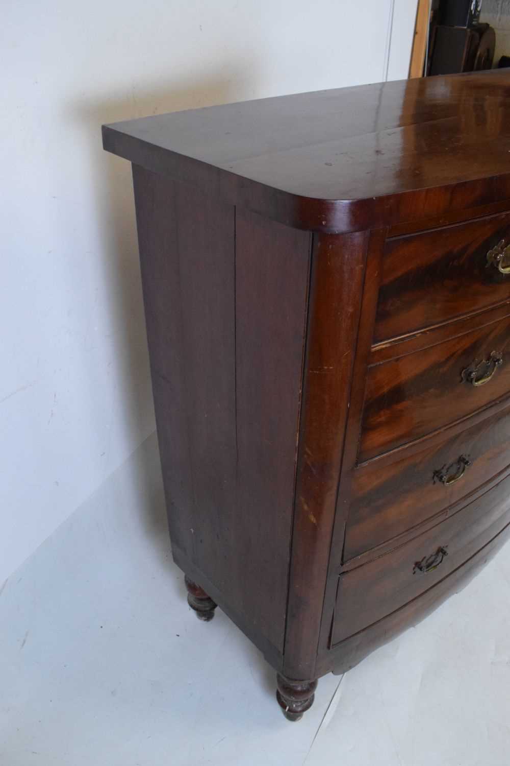 19th Century mahogany bowfront chest of drawers - Image 3 of 5