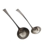 George III silver sauce ladle together with a Scottish silver toddy ladle