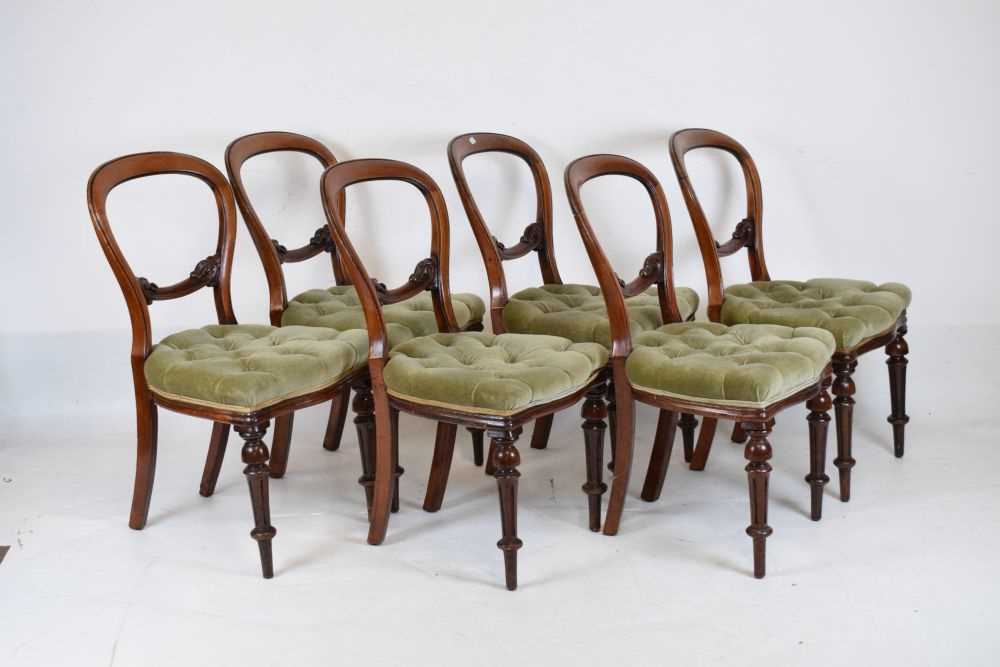 Set of six Victorian balloon-backed chairs - Image 2 of 7